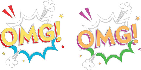OMG Comic Book Text Effect Pop Art Style Explosion Graphic