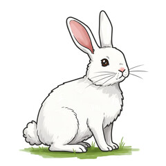 Obraz premium Cute White Rabbit Illustration Isolated on Transparent Background
