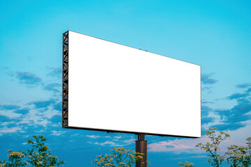 Empty advertising billboard poster mockup in sunset