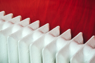Vintage white cast iron radiator