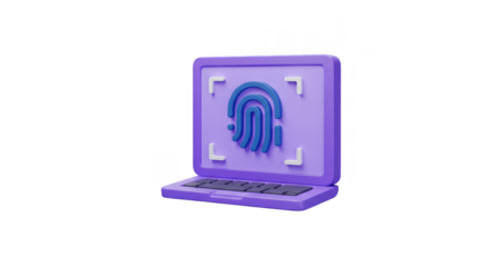 Security Laptop Fingerprint Scan 3D Illustration Digital Data Protection