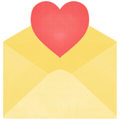 Love letter and Red heart icon isolated on transparent background for Valentine's Day, banner, card, social media wallpapers and romantic concept
