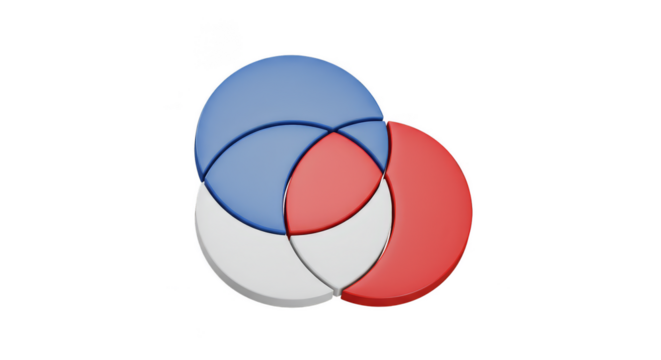 Overlapping Circles Spheres Red Blue White Transparent Illustration