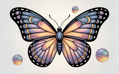 Fototapeta premium Fantasy Butterfly with Galaxy Wings, Moon and Stars Pattern Generative AI