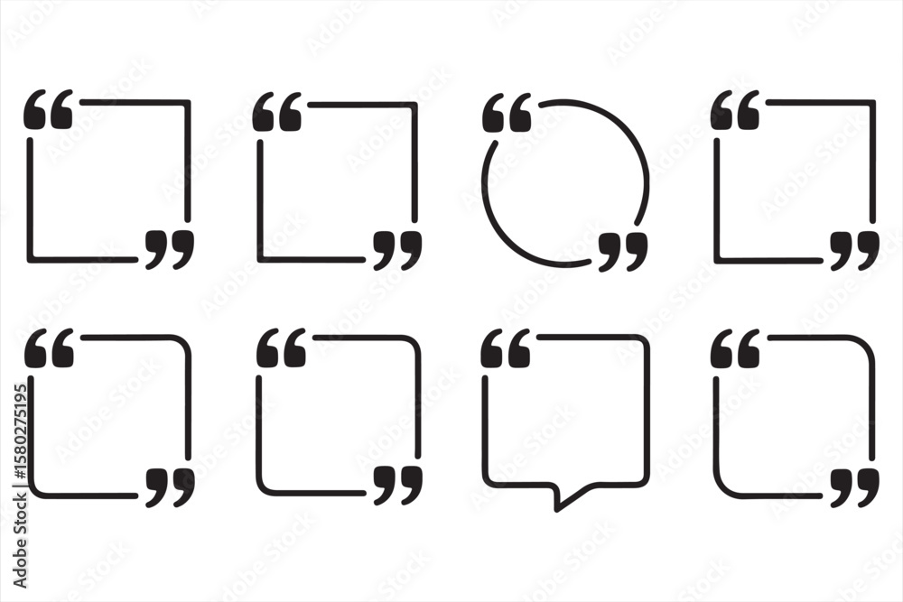 Fototapete a collection of simple quote mark frames for displaying text and testimonials.