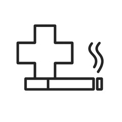 Medical Cross and Cigarette Icon