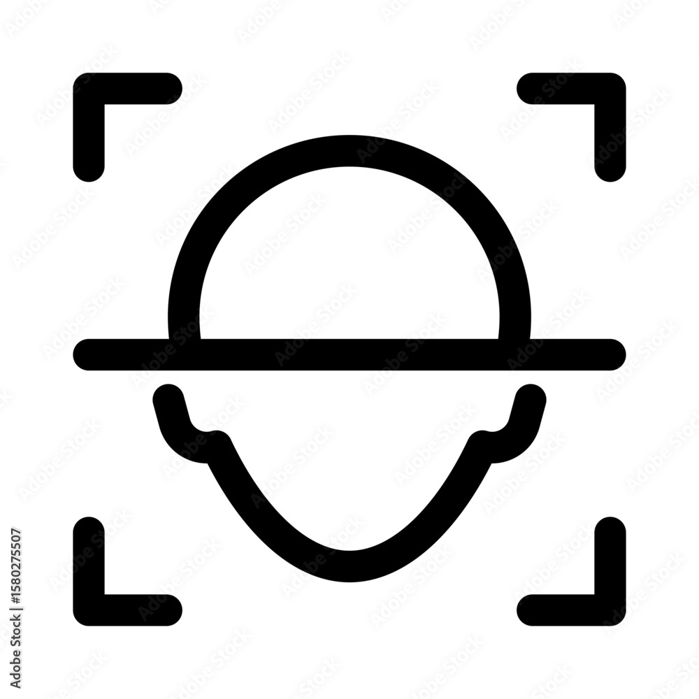 Wall mural face recognition icon. identification icon. vector icon with editable stroke. isolated on transparen