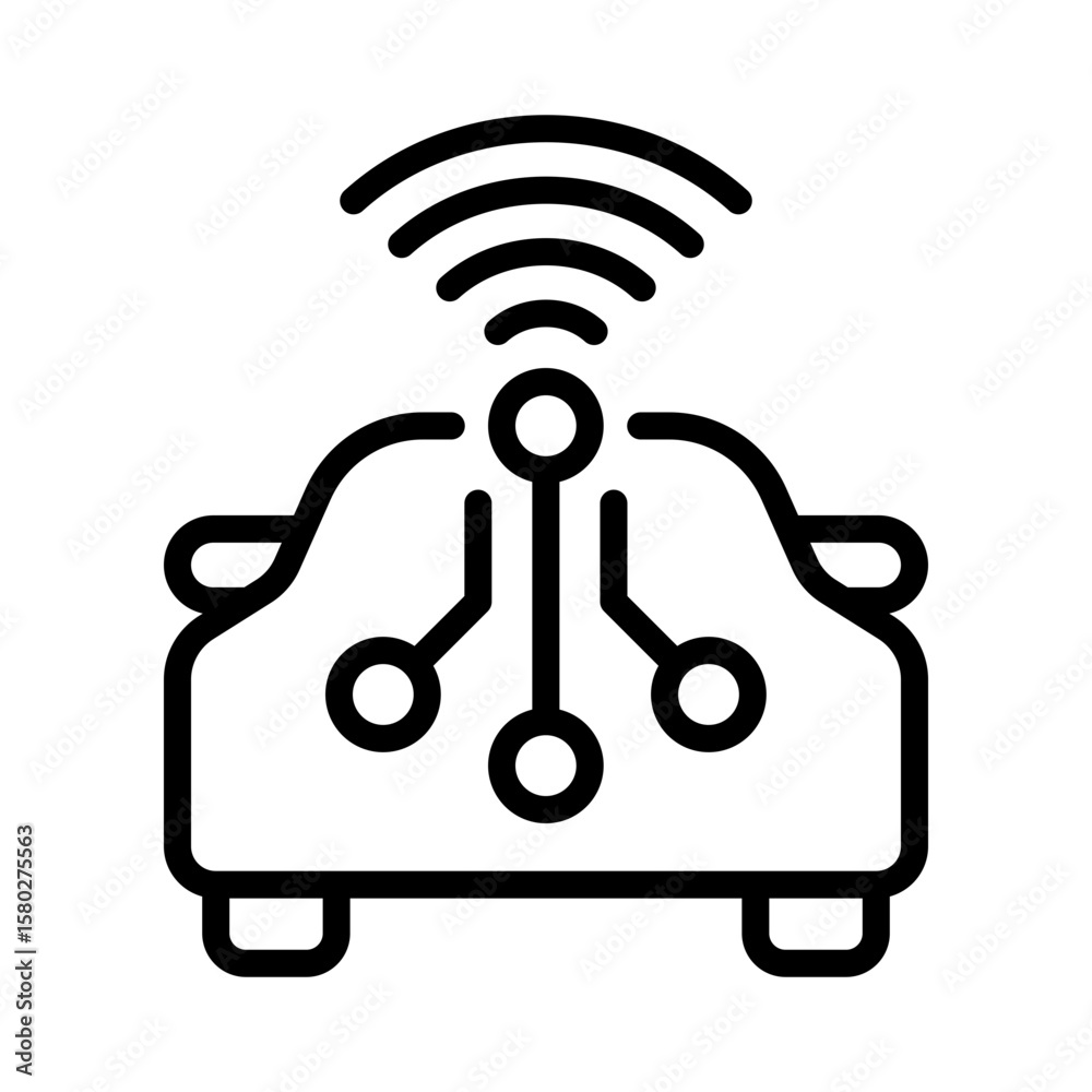 Wall mural self-driving car icon. driverless robot car icon. vector icon with editable stroke. isolated on tran