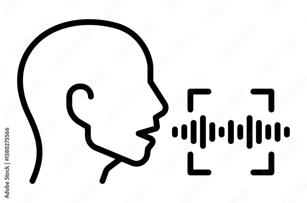 Wall mural speech recognition icon. ai voice icon. vector icon with editable stroke. isolated on transparent ba