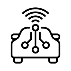 Self-driving car icon. Driverless robot car icon. Vector icon with editable stroke. Isolated on transparent background. 

