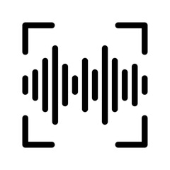 Speech recognition icon. Audio analysis icon. Vector icon with editable stroke. Isolated on transparent background. 
