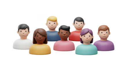 Diverse Group People Illustration Cartoon Style Transparent Background