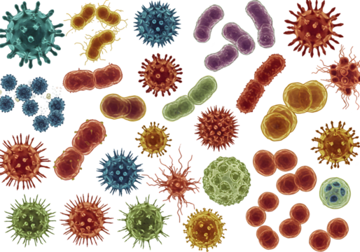 Diverse Microorganism Illustration Pathogens Background with Transparent Element