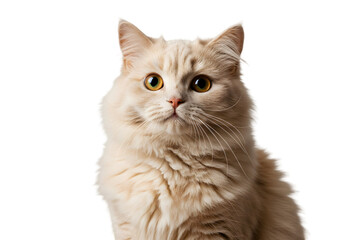 Isolated Portrait of a Light Orange Cat with Golden Eyes And Fluffy Fur