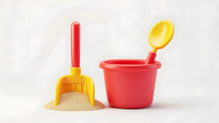 3d cartoon icon of a red sand bucket
