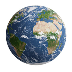 Realistic 3D Earth Planet Globe Showing Continents Oceans and Atmosphere
