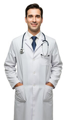 Professional Doctor Man Portrait with Stethoscope in White Coat PNG