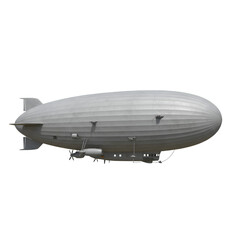 Realistic 3D Image of Gray Zeppelin Airship Isolated on Transparent Background