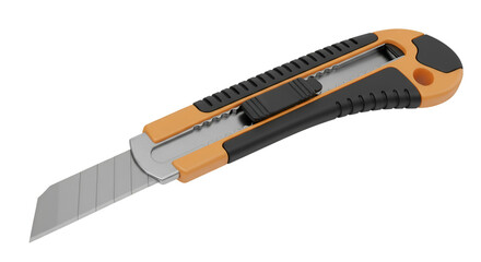 Obraz premium Realistic 3d Rendering Utility Knife With Orange and Black Handle