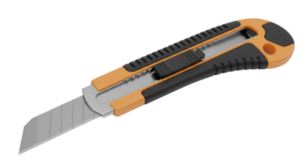 Realistic 3d Rendering Utility Knife With Orange and Black Handle