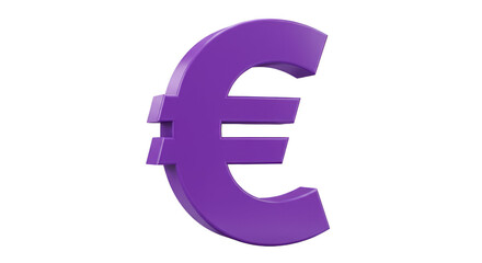 Fototapeta premium Purple Euro Sign Isolated Transparent Background 3D Illustration
