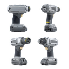 Isolated Professional Realistic cordless impact driver digital artwork, transparent background, ideal for graphic design and video overlays, creative projects, royalty-free