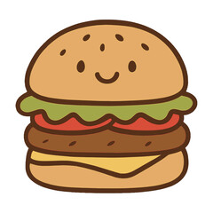 Cute smiling burger illustration vector
