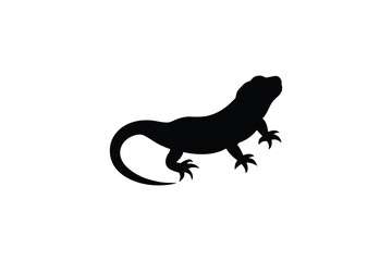Obraz premium Lizard Silhouette Illustration on White Background Depicting Reptile Wildlife Perfect for Design Elements Featuring a Clean and Modern Silhouette