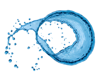 Dynamic Blue Water Splash Forming a Circle Isolated on Transparent Background