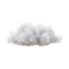 Realistic White Fluffy Cloud Isolated Element on Transparent Background