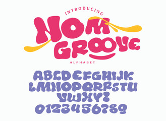 70s retro groovy alphabet letters font and number. Typography decorative fonts vintage concept. Inspirational slogan print with hippie symbols for graphic tee t shirt logo. vector illustration