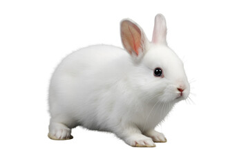 Obraz premium Isolated Portrait of Adorable White Bunny on Transparent Background