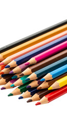 Naklejka premium Stack of Colored Pencils in Pile Art Supplies Transparent Background