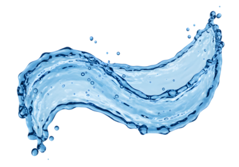 Dynamic Water Splash in Blue Waves Illustration on Transparent Backdrop