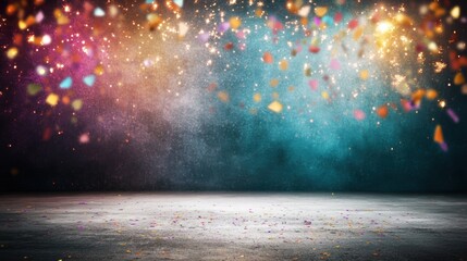 Colorful confetti falling in a festive atmosphere during a celebration