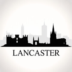 Naklejka premium Lancaster Skyline Silhouette - Historic English Castle City Vector Illustration
