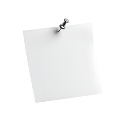 White Square Paper Note Attached with Silver Pin on Transparent Background
