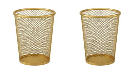 Trash Gold Metal Baskets For Transparent Background Still Life Studio Shot