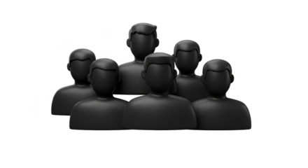 Faceless 3D Group of People Staff Silhouette Transparent Background