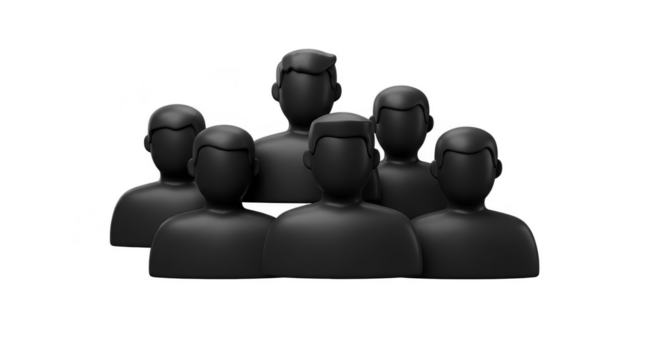 Faceless 3D Group of People Staff Silhouette Transparent Background