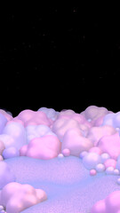 3D render pastel sand dunes at night.