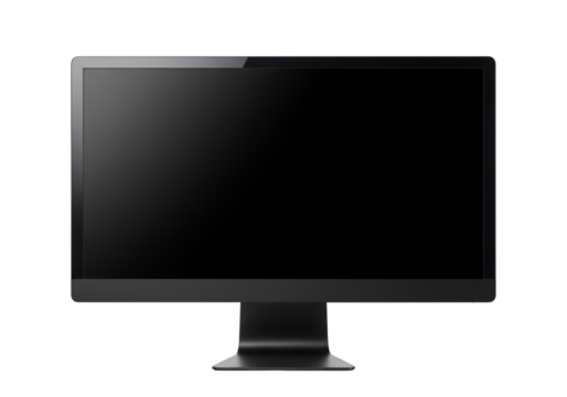 Illustration of Sleek Black Computer Monitor With Blank Screen Template