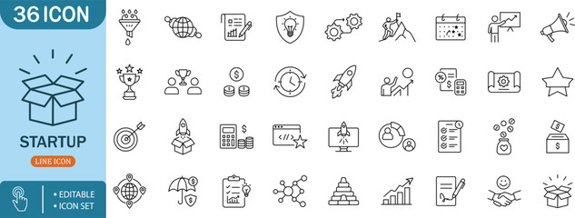 Startup Business Growth Success Finance Innovation Marketing Team, icon setstartup,business,growth,success,finance,innovation,marketing,team,plan,goal,launch,rocket,idea,investment,profit,money,