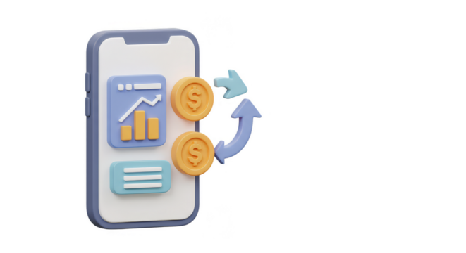 Finance Mobile Money Exchange Illustration Transparent Background 3D