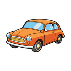 Fototapeta premium Orange classic automobile with blue windows orange car vintage car