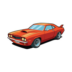 Naklejka premium Orange classic coupe with scoop and spoiler muscle car vintage car