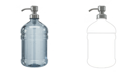 Transparent Bottle Liquid Container with Silver Pump Dispenser Mockup