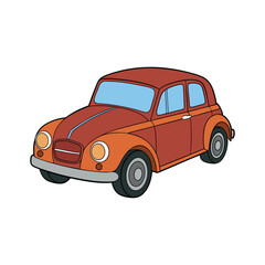 Fototapeta premium Red and orange vintage car illustration classic car automobile