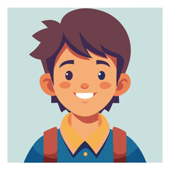 Obraz premium Vector art of a cheerful cartoon boy with a backpack is smiling, ready for school 