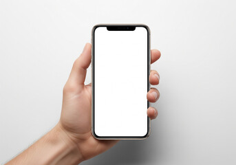 Hand-Held Smartphone Mockup: Blank Screen with 'Your Design Here' Placeholder (4:5 Ratio).